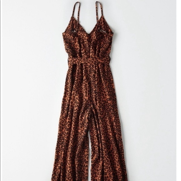 American Eagle Outfitters Leopard Animal Print Cropped Jumpsuit XS - Picture 5 of 15